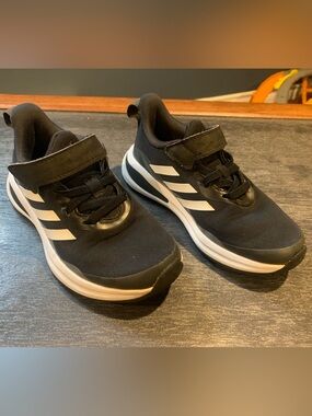 adidas Black and White Kids Velcro Sneakers